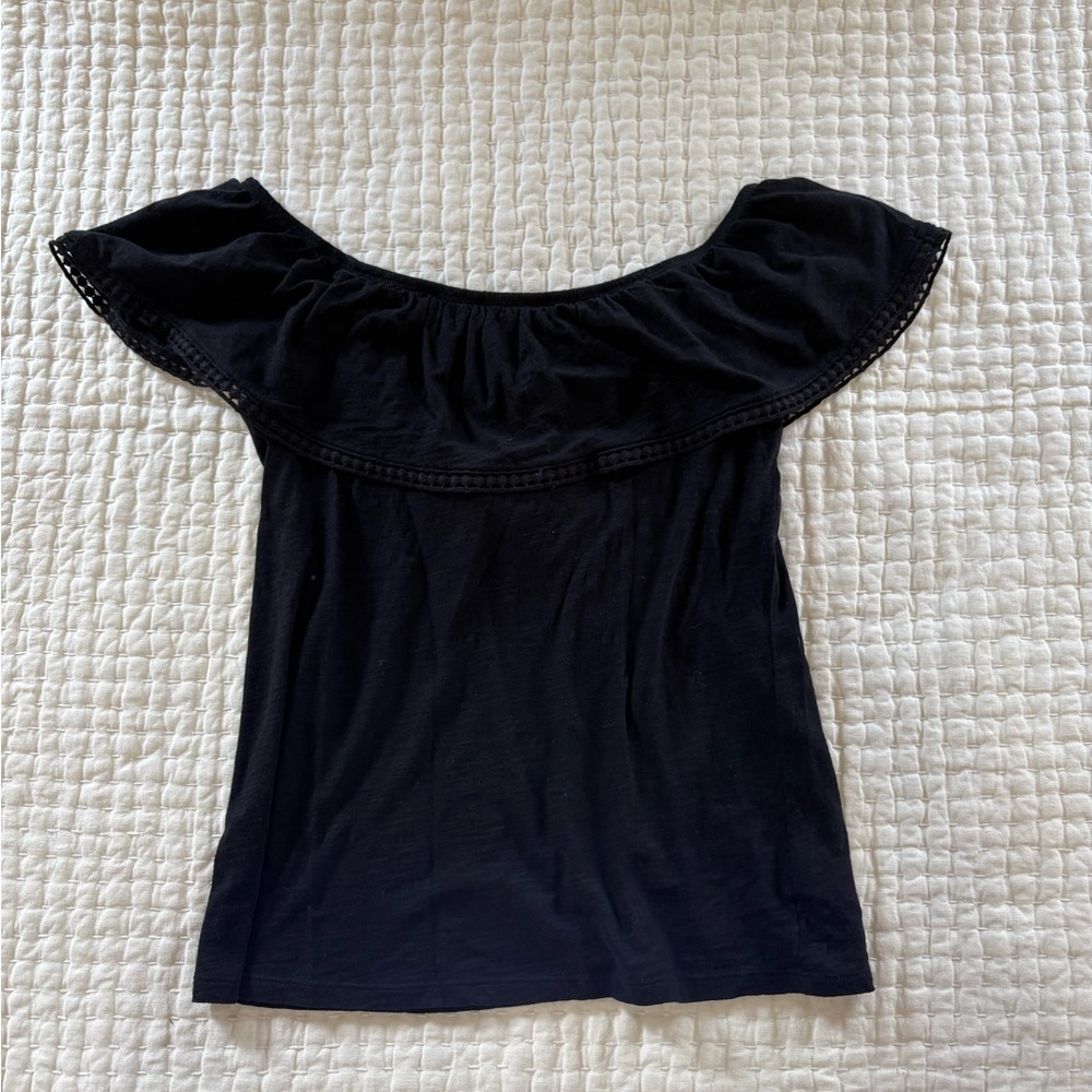 Casual Black Off-Shoulder Top